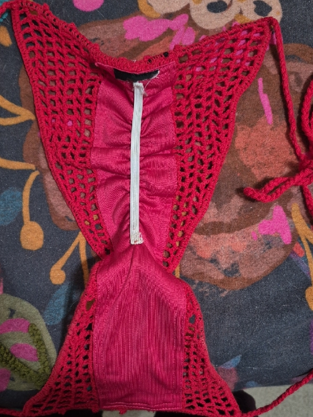Red Crochet Tie-String Bikini Set - Women's Swimwear - Picture 5 of 5